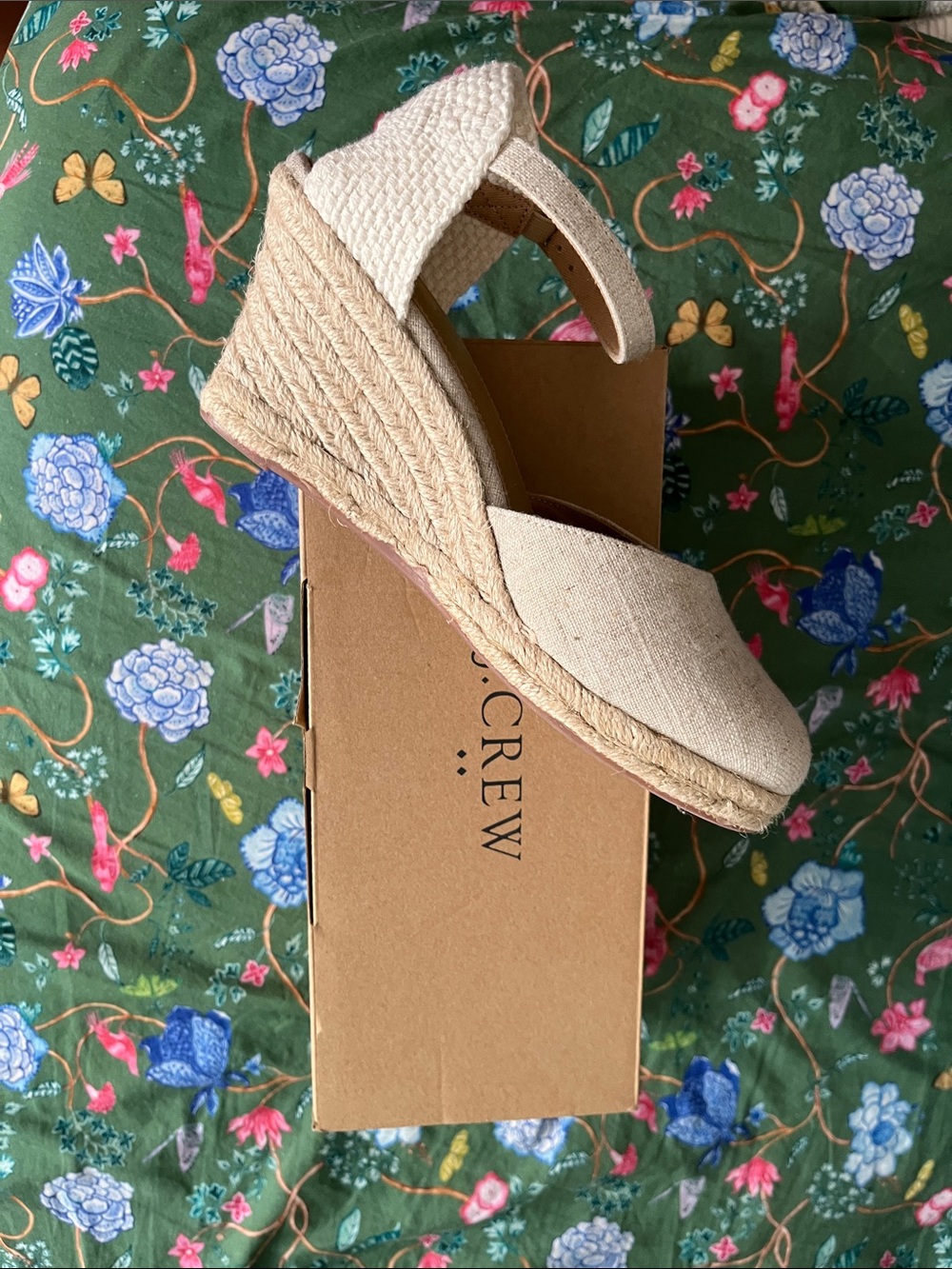 J. Crew Factory Cream Espadrille Ankle-Strap Wedge Shoes - Picture 4 of 4